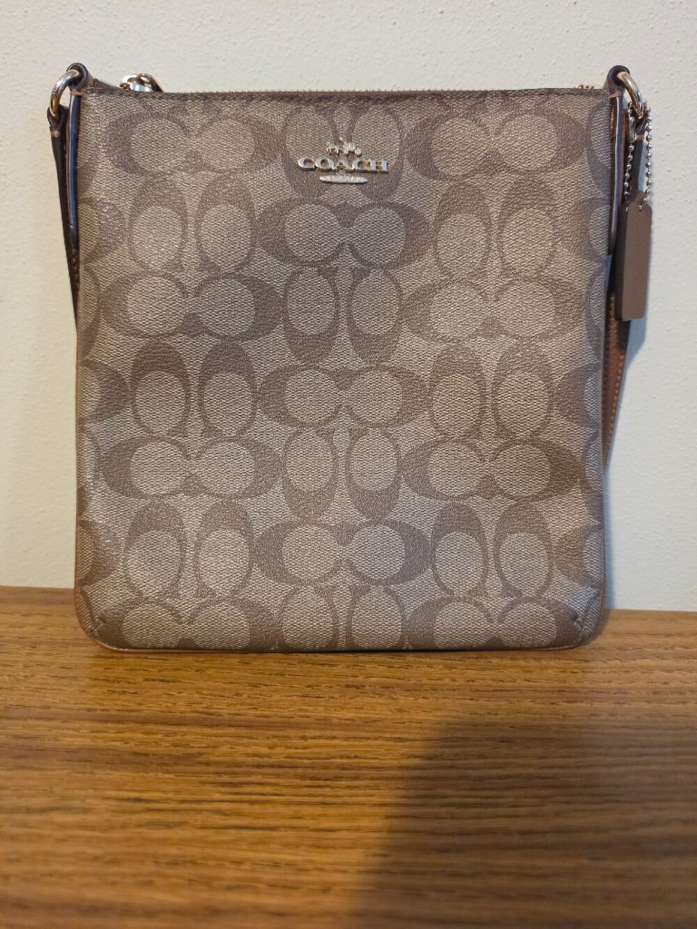 Coach Signature File Crossbody Bag Khaki Saddle Canvas F35940